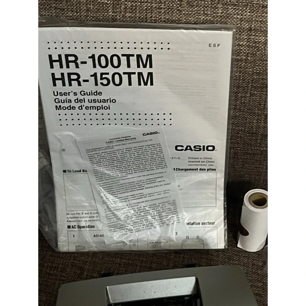 Casio HR-100TM PLUS-W Mini Desktop Printing Calculator 12-Digit with Adapter GUC